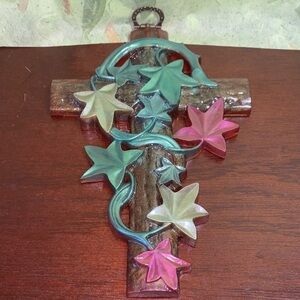 Colorful Leaf Cross Wall Decor